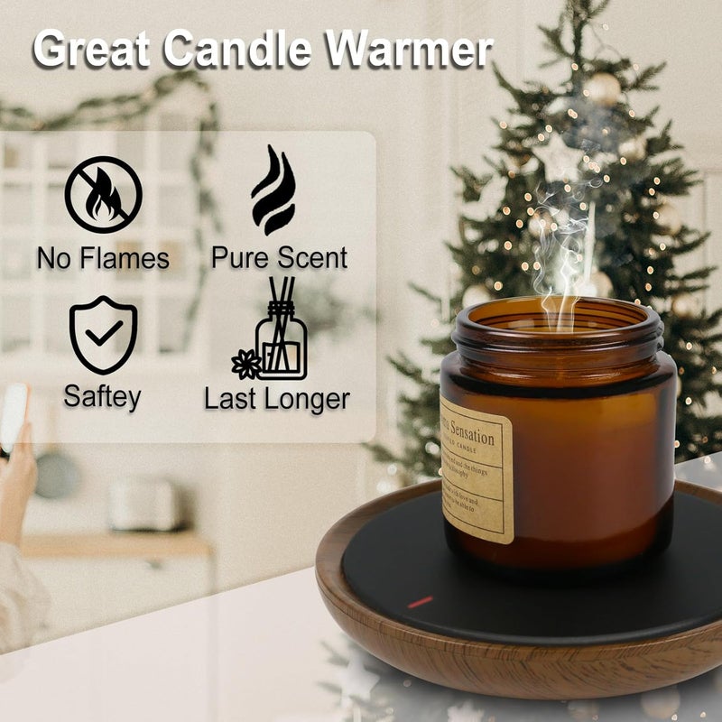 Heness Coffee Mug Warmer, Candle Warmer Plate Wood Grain Style, Wax Melt Warmer for Scented Wax, Electric Coffee Warmer for Desk, Coffee Cup Warmer with Auto Shut Off - Image 2